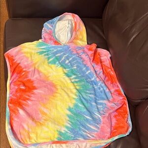 Angels Colorful Tie-Dye Terry Cloth Hooded Poncho